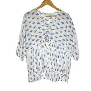 Zen Ethic Oversized Paisley Cotton Boho Peasant Blouse S M L France India